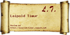 Leipold Timur névjegykártya